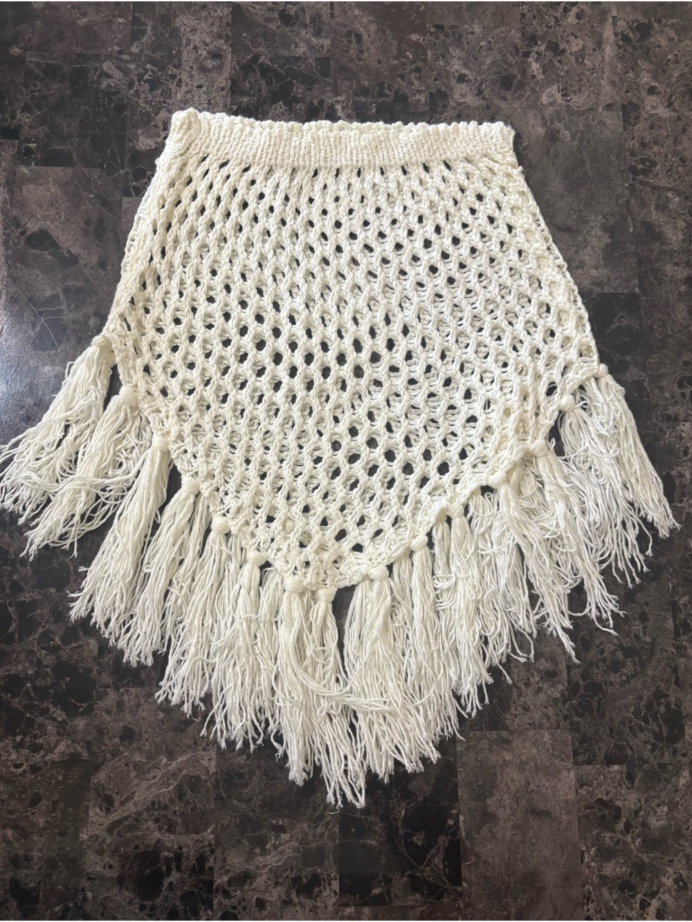 White Crochet Fringe Halter Top and Matching Skirt Set - Picture 3 of 4